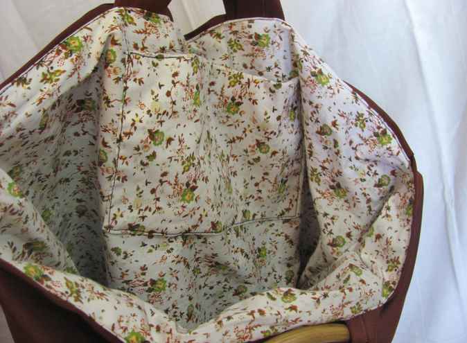 large image of art item: bag &ndash; brown crochet flower orange black green button orange