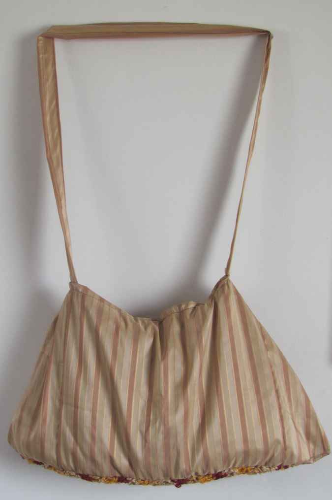 large image of art item: bag &ndash; brown crochet flower yellow crimson pink