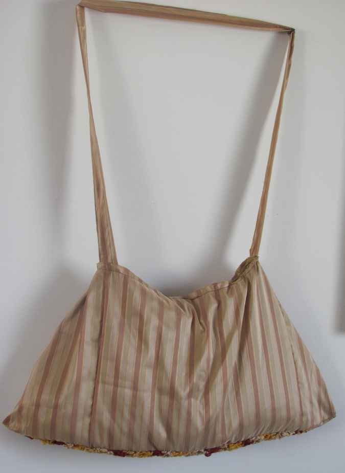 large image of art item: bag &ndash; brown crochet flower yellow crimson pink