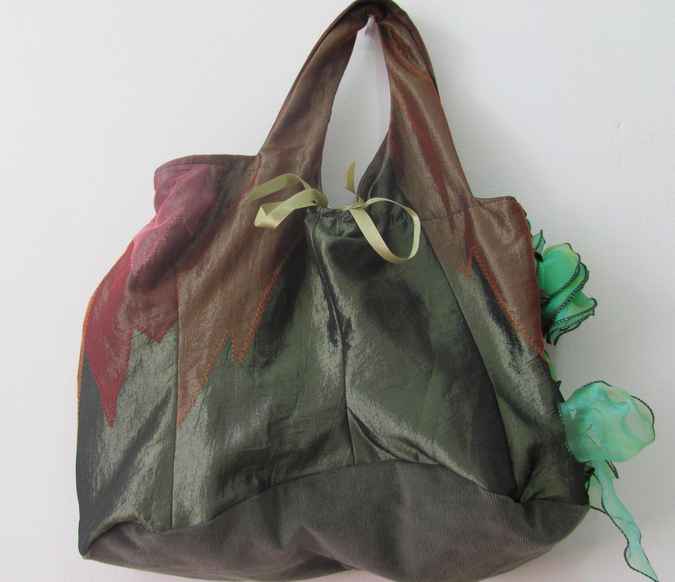 large image of art item: bag &ndash; brown lace green