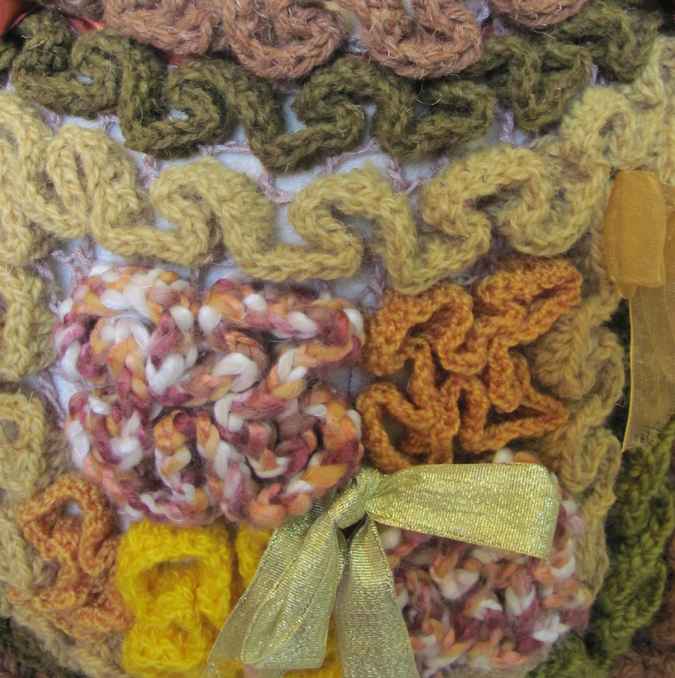 large image of art item: bag &ndash; button yellow crochet
