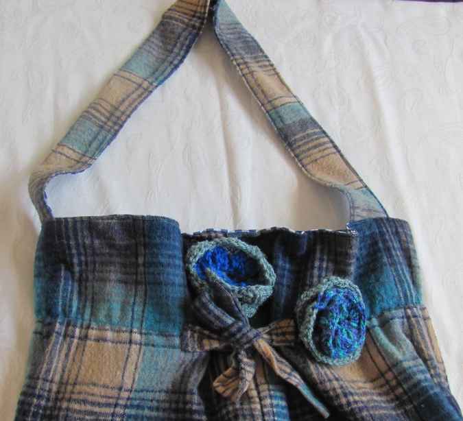 large image of art item: bag &ndash; checkered blue flowers crochet blue