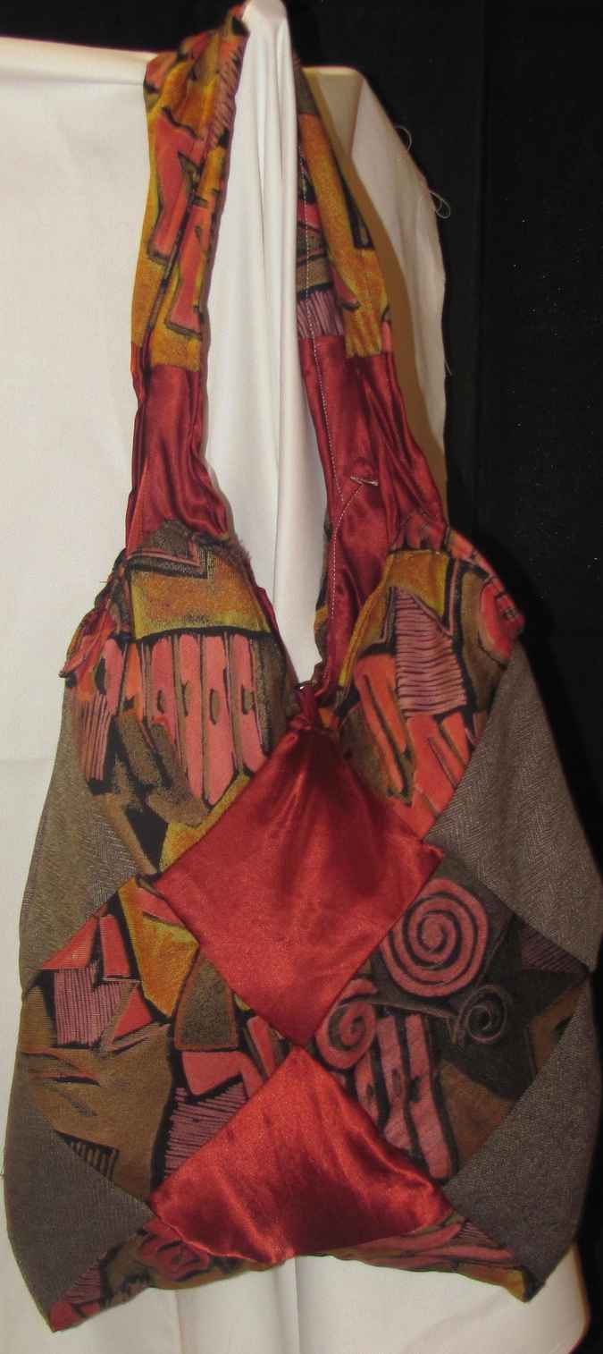 large image of art item: bag &ndash; crimson brown squares