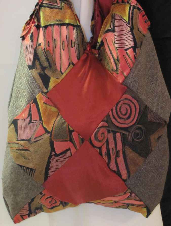 large image of art item: bag &ndash; crimson brown squares