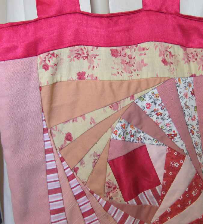 large image of art item: bag &ndash; crimson pink cream geometric spiral