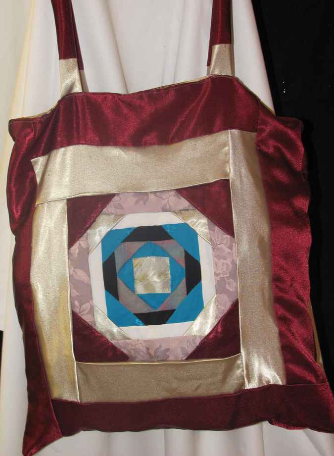large image of art item: bag &ndash; crimson white blue geometric
