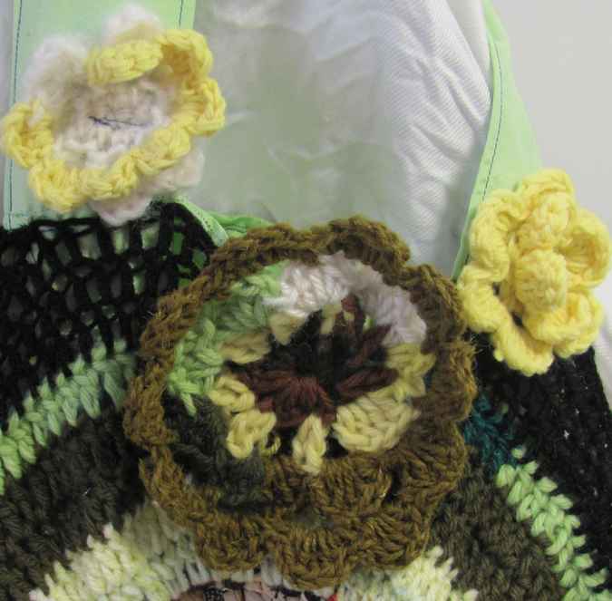 large image of art item: bag &ndash; crochet flowers yellow green black