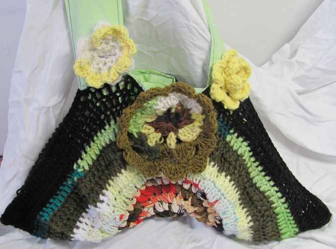 large image of art item: bag &ndash; crochet flowers yellow green black