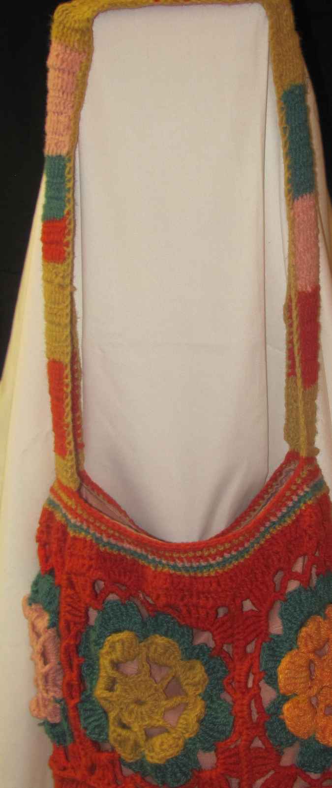 large image of art item: bag &ndash; crochet orange with yellow turquoise flowers