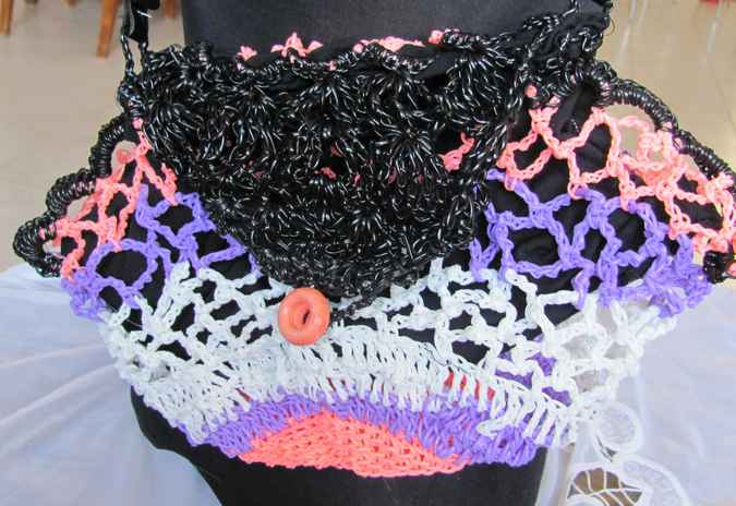 large image of art item: bag &ndash; crochet peach white violet black
