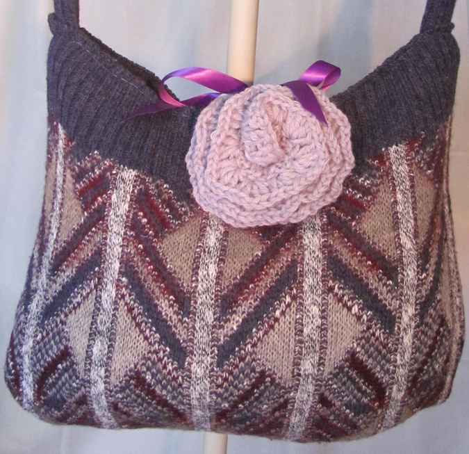 large image of art item: bag &ndash; crochet purple flower purple