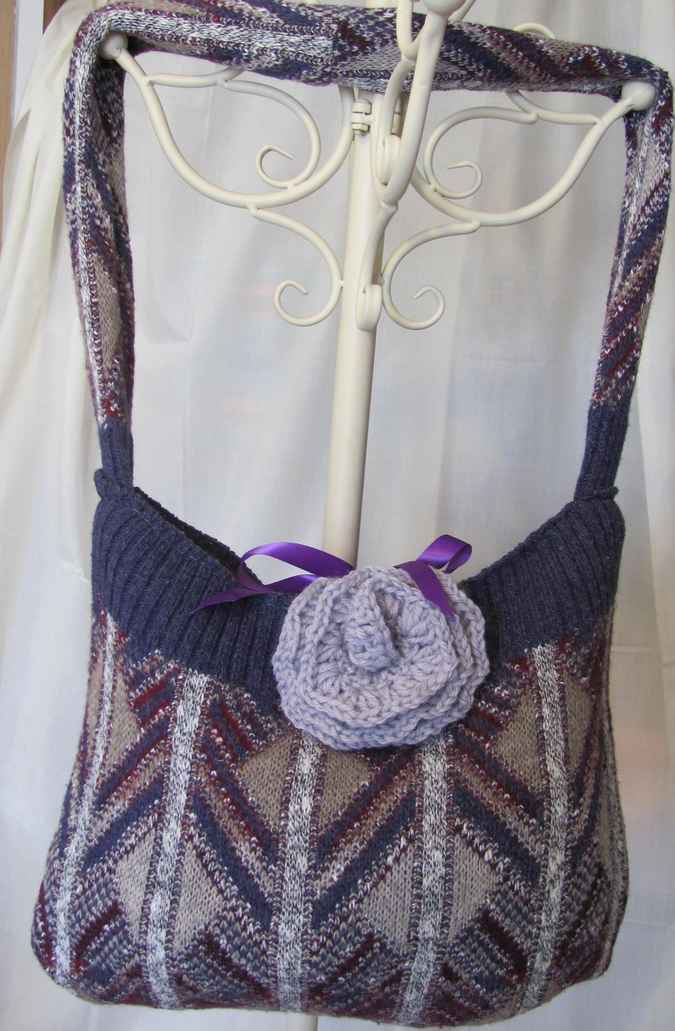 large image of art item: bag &ndash; crochet purple flower purple