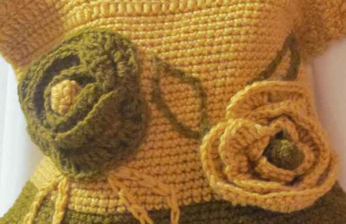 large image of art item: bag &ndash; crochet yellow green with flowers