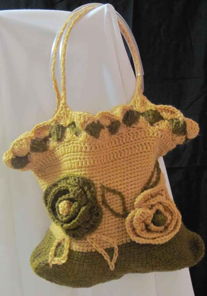 large image of art item: bag &ndash; crochet yellow green with flowers