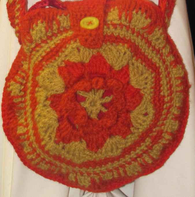 large image of art item: bag &ndash; crochet yellow orange geometric