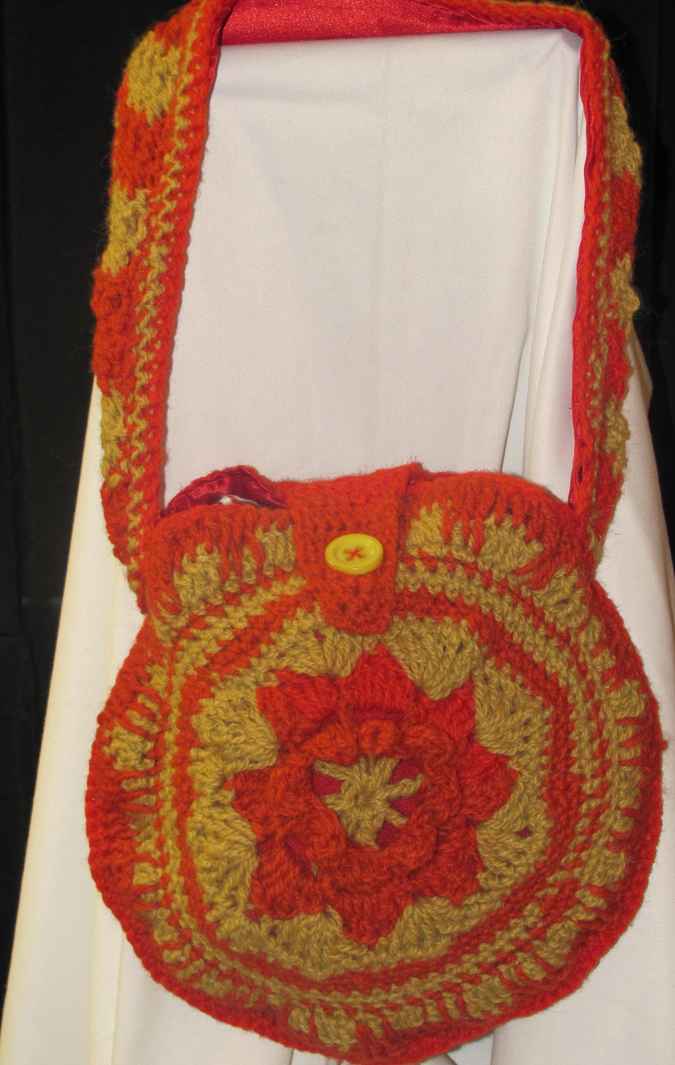 large image of art item: bag &ndash; crochet yellow orange geometric