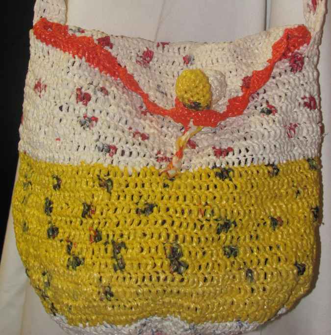 large image of art item: bag &ndash; crochet yellow white orange