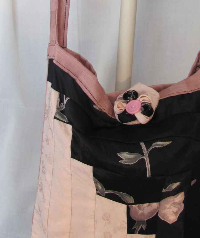 large image of art item: bag &ndash; diagonal black and light pink