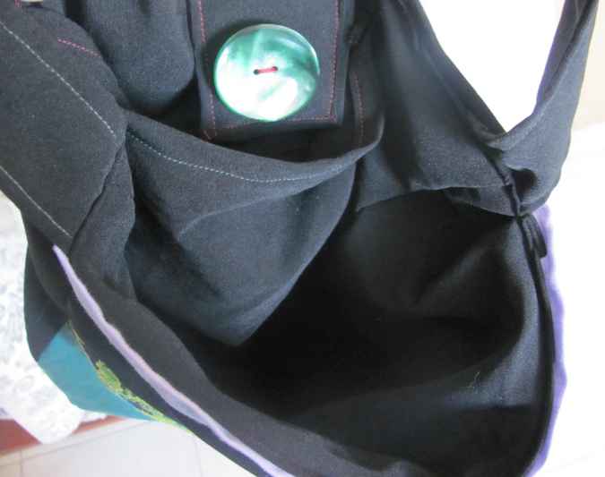 large image of art item: bag &ndash; embroidery green yellow flowers