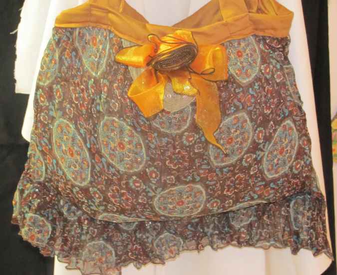 large image of art item: bag &ndash; flowers circles texture ribbon gold