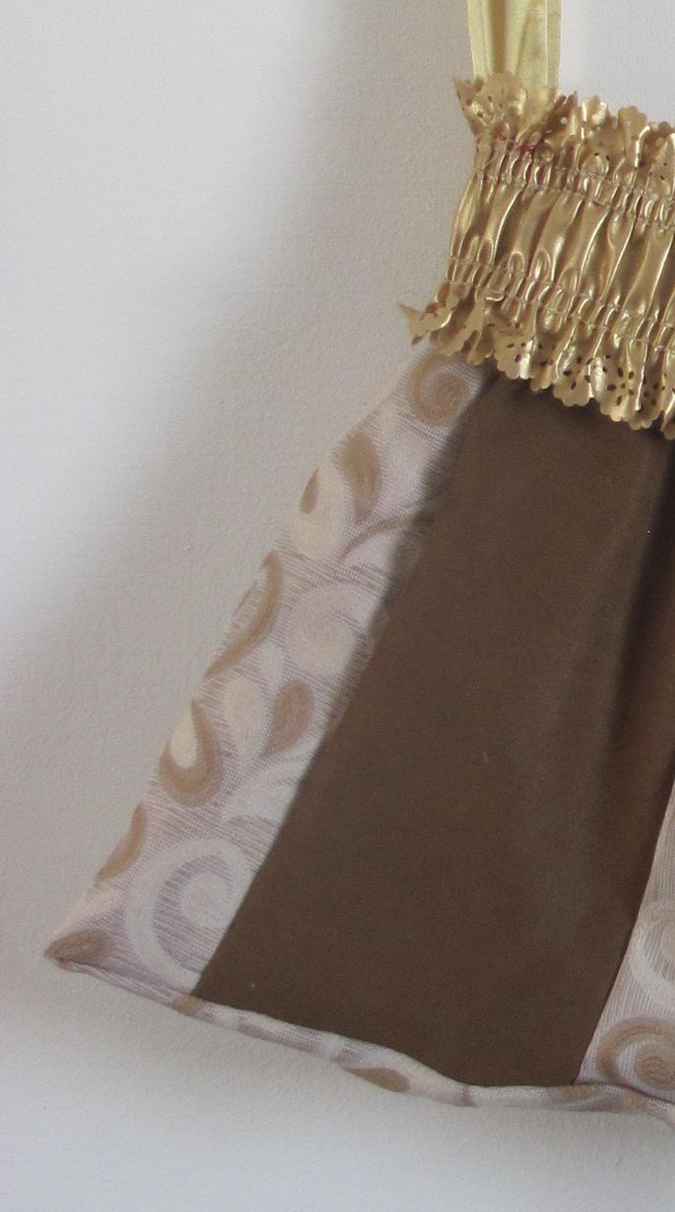 large image of art item: bag &ndash; gold white brown motif plants