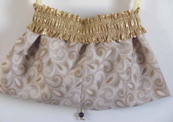 large image of art item: bag &ndash; gold white brown motif plants