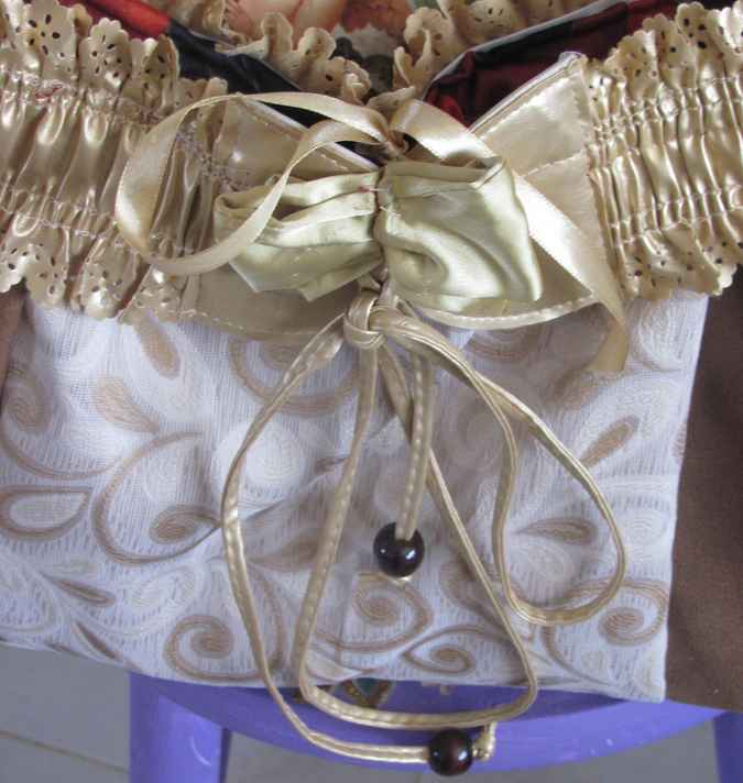 large image of art item: bag &ndash; gold white brown motif plants