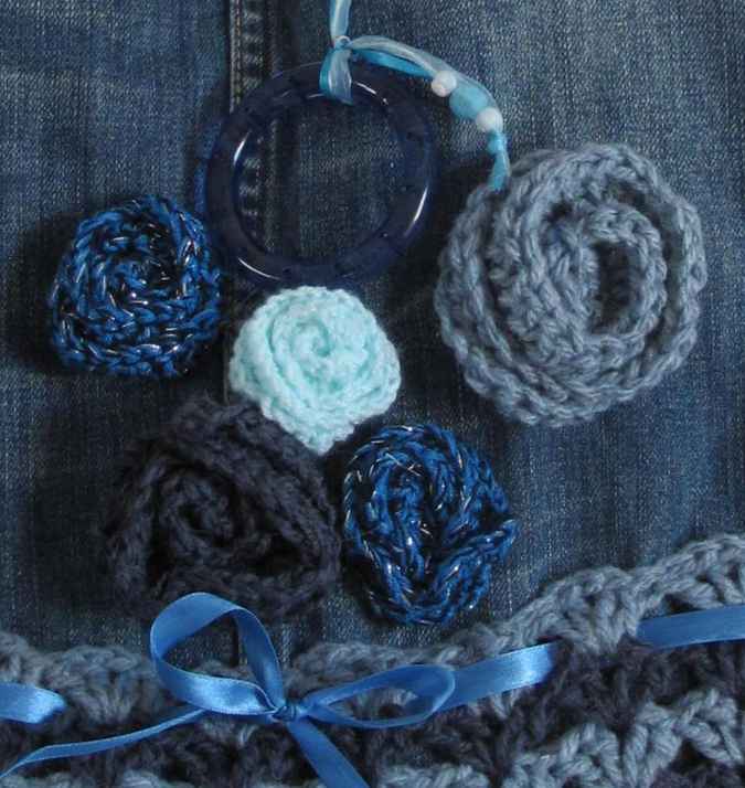 large image of art item: bag &ndash; jeans crochet flowers blue