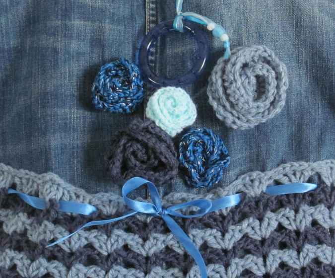 large image of art item: bag &ndash; jeans crochet flowers blue