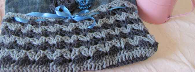 large image of art item: bag &ndash; jeans crochet flowers blue