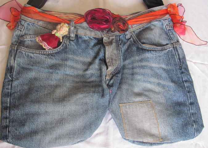 large image of art item: bag &ndash; jeans doll ribbon
