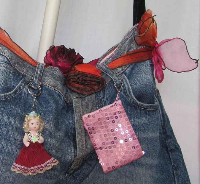 large image of art item: bag &ndash; jeans doll ribbon