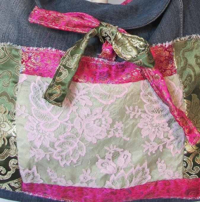 large image of art item: bag &ndash; jeans lace pink
