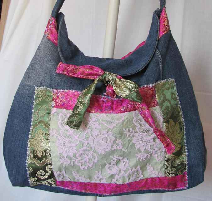 large image of art item: bag &ndash; jeans lace pink