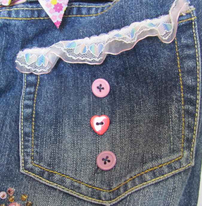 large image of art item: bag &ndash; jeans motif flower with beads and buttons