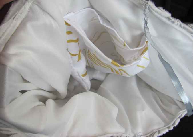 large image of art item: bag &ndash; knitwork white stripes gray buckle silvery shiny