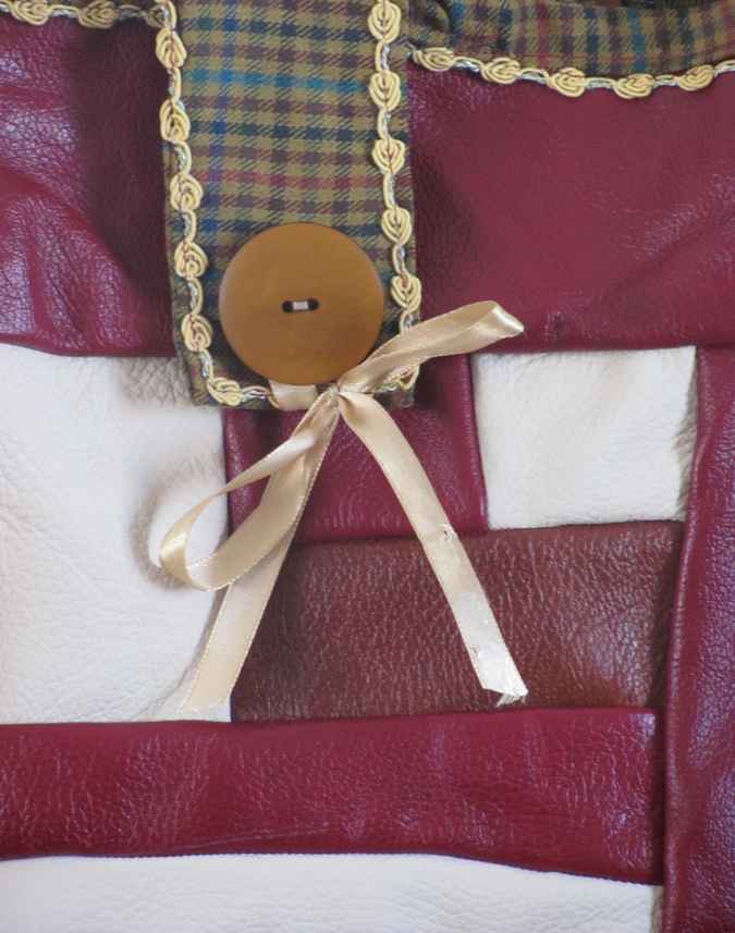 large image of art item: bag &ndash; leathery crimson button brown