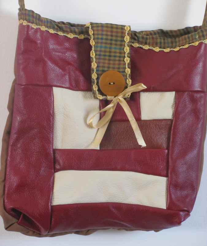 large image of art item: bag &ndash; leathery crimson button brown
