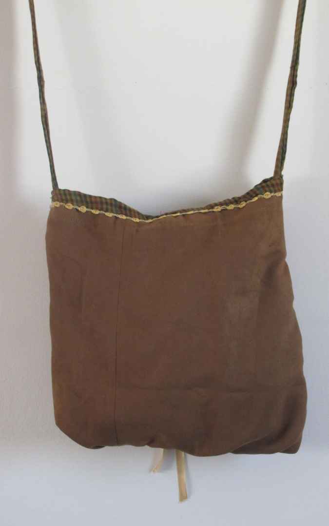 large image of art item: bag &ndash; leathery crimson button brown