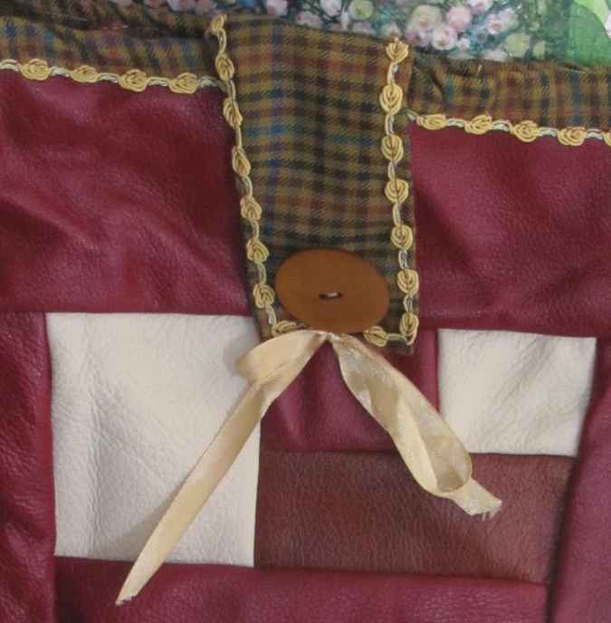 large image of art item: bag &ndash; leathery crimson button brown