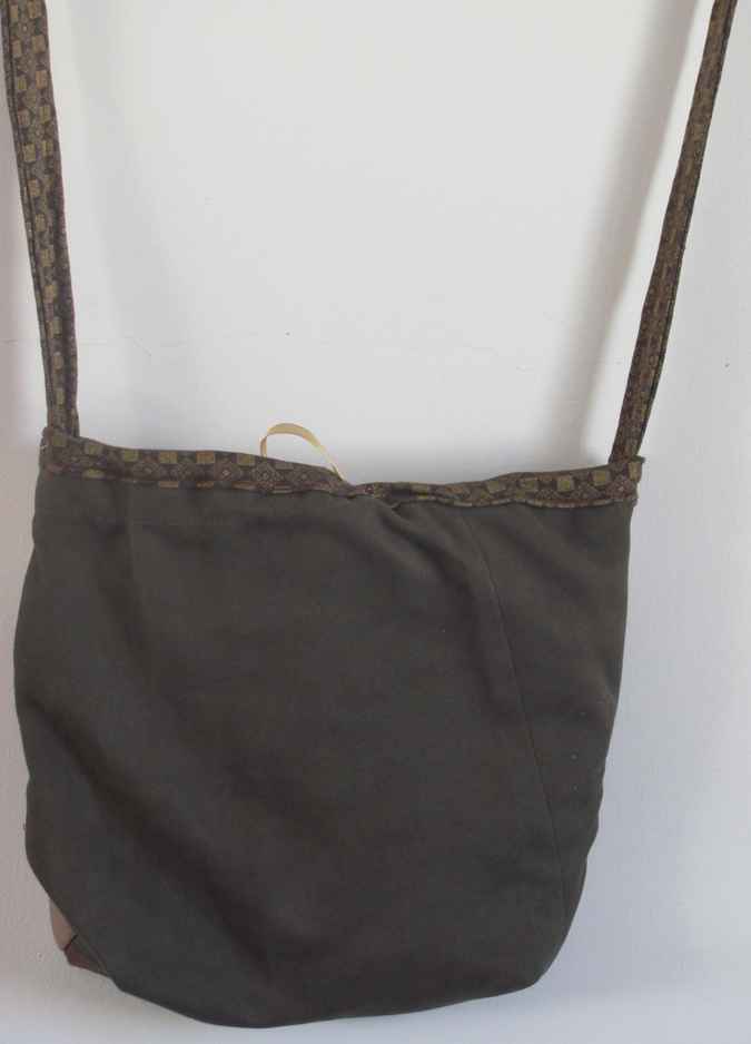 large image of art item: bag &ndash; leathery stripes crimson white ribbon