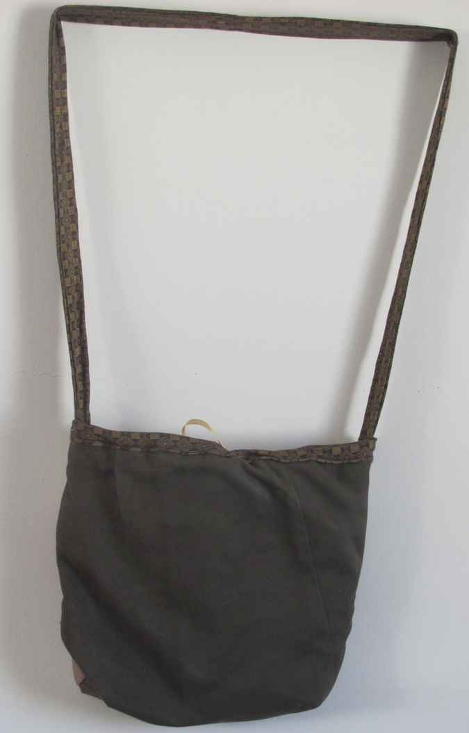 large image of art item: bag &ndash; leathery stripes crimson white ribbon