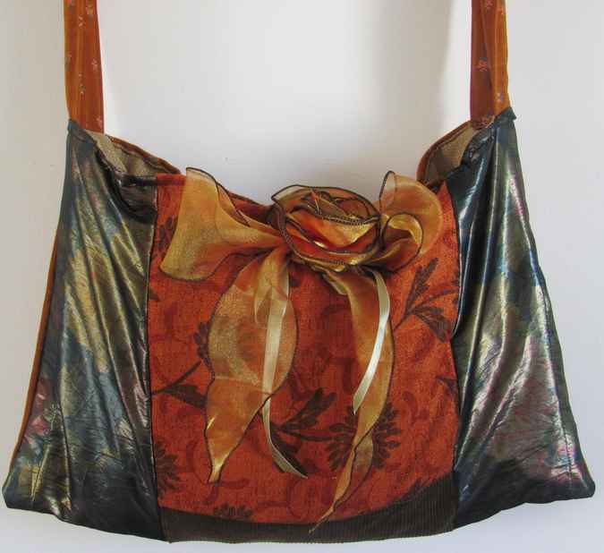 large image of art item: bag &ndash; orange with ribbon rose
