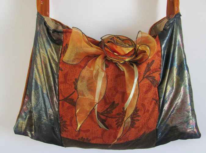 large image of art item: bag &ndash; orange with ribbon rose