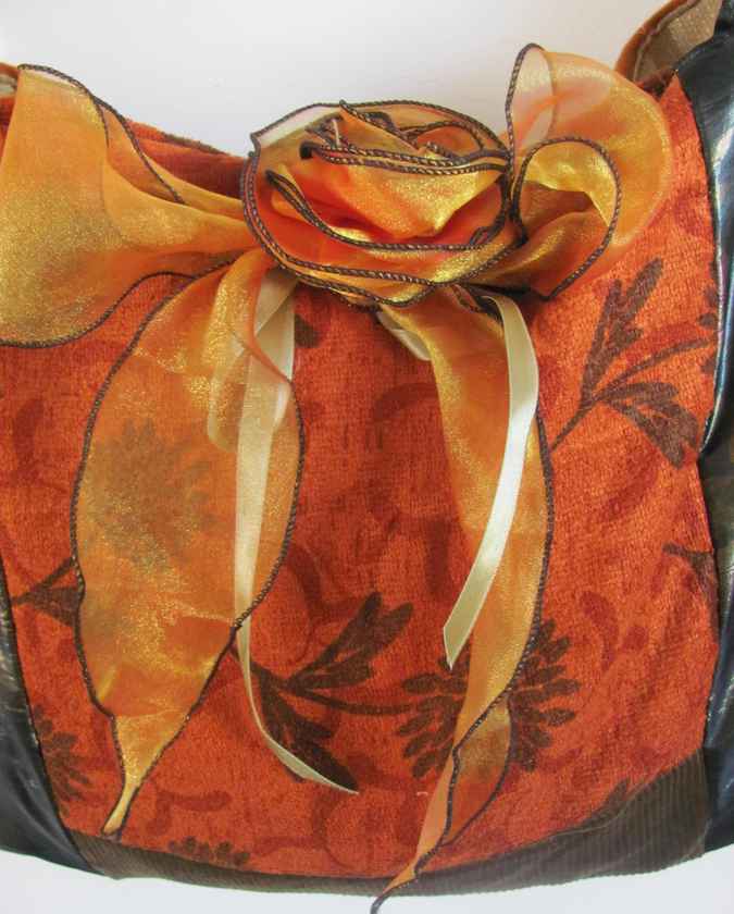 large image of art item: bag &ndash; orange with ribbon rose