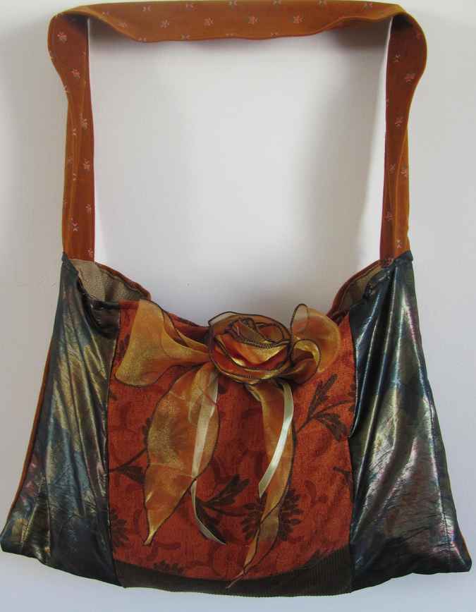 large image of art item: bag &ndash; orange with ribbon rose