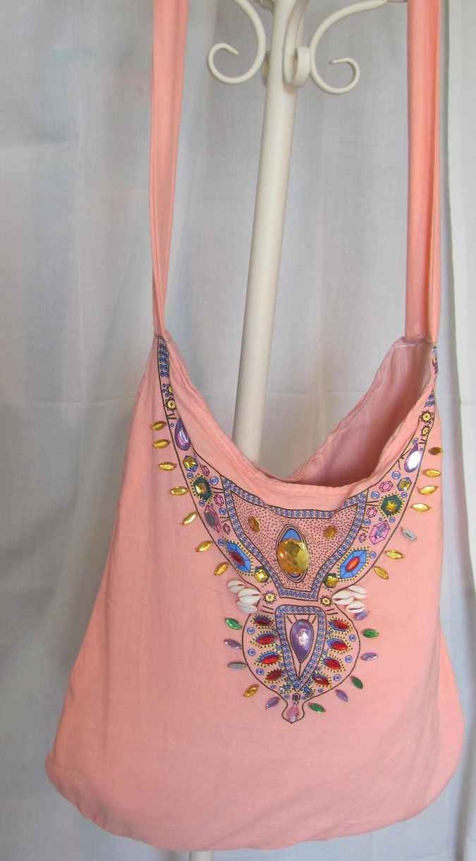 large image of art item: bag &ndash; peach crystals colorful