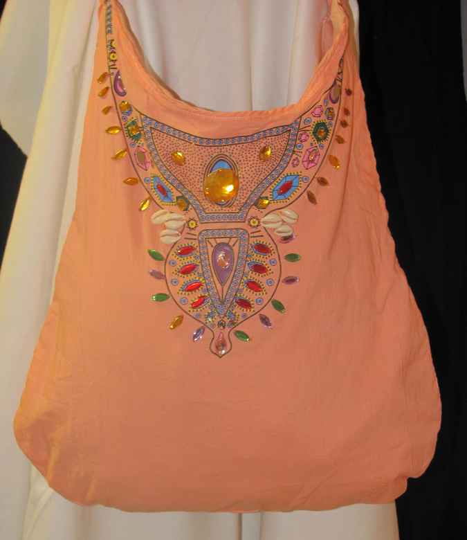 large image of art item: bag &ndash; peach crystals colorful