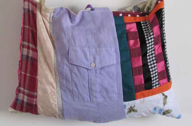 large image of art item: bag &ndash; quiltwork violet white crimson