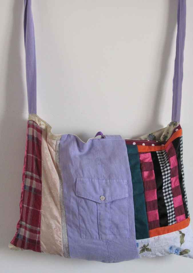 large image of art item: bag &ndash; quiltwork violet white crimson